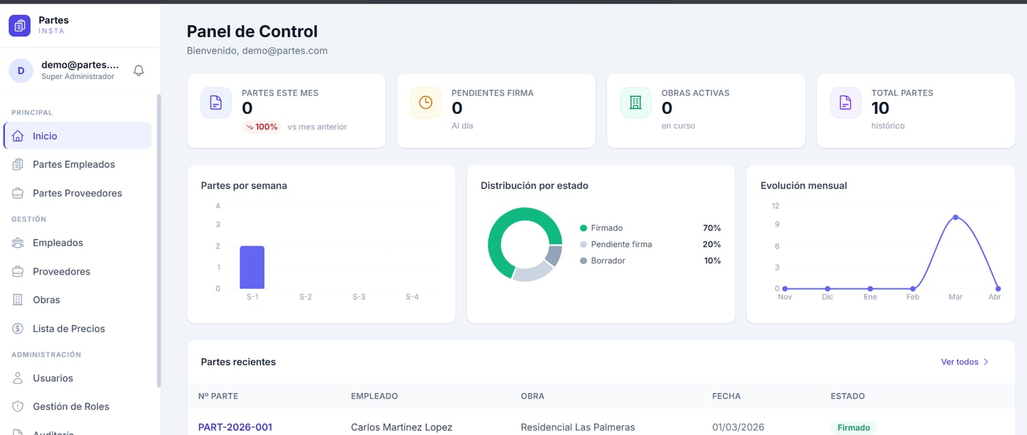 App de Gestión de Partes de Trabajo - captura 3